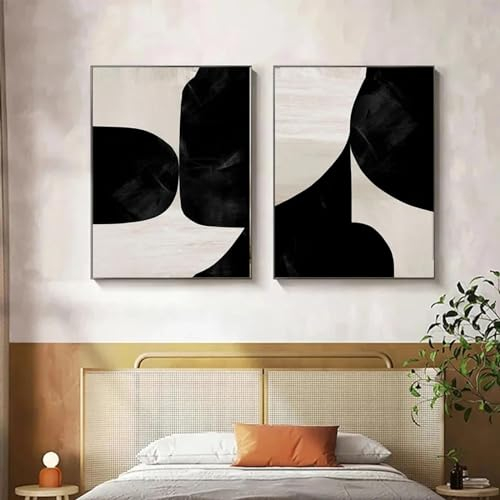 RDRDtbtr Moderne nordische Leinwand-Wand Bilder schwarzes Shapel-Leinwandgemälde abstrakte Poster und Kunstdrucke Wandbilder für Wohnzimmer Heimdekoration 50 x 70 cm x 2 ungerahmt