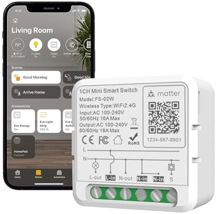 JAOGAUS Homekit, interruttore smart wlan fai da te, modulo smart switch senza hub, interruttore wlan Smart relè, automazione domestica, compatibile con Smart Life/Tuya, Alexa, Google Home, Home