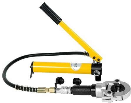 6T Hydraulic Pipe Crimper Crimping Tool Tube Press Clamp Pliers V12-28Mm TH16-32Mm Jaws Hydraulic Copper Tube Pipe for Crimping Aluminum PEX PB Copper Pipe Stainless Steel Sleeve etc Yellow 150CC
