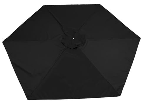 TOGEVAL Tela para Paraguas Tripe toldo sombreo toldo de Paraguas reemplazable toldos de sombrillas de Playa Piezas de Repuesto para sombrillas Dosel a Prueba de Viento Poliéster Black