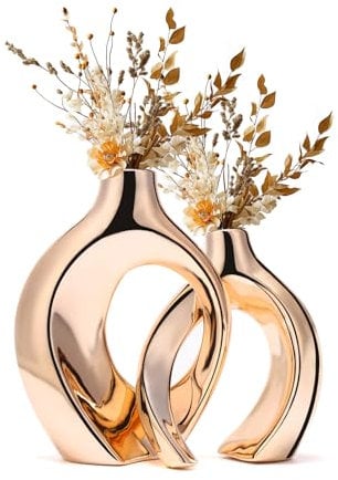 maozyiltle Blumenvase Umarmung Aus Keramik,Moderne Dekorative Vasen, Schlafzimmer-Dekorationen, Elegante Indoor-Vase, Schreibtischdekoration (Roségold)