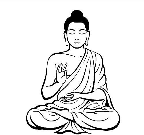 ANNJUC Wandtattoo, meditierender Buddha-Aufkleber, abnehmbar, Wandbild, Heimdekoration, Schwarz