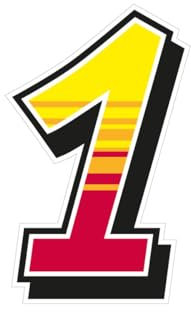 MALOSSI 3314872E01 Adesivi Enko4 Numero 1 per Moto, Dimensioni 12x19 cm, 2 Pezzi