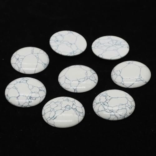 4,0 mm – 25 mm runder Cabochon, flacher Naturstein, Heilkristallperlen für DIY-Ringe, Ohrringe, Armbänder, Halsketten, Schmuckherstellung, 5 Stück/Los, Wei