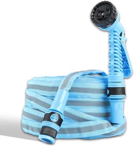 HERZO Flexibler Gartenschlauch 15m mit 7 Einstellungen Multifunktionale Spritzwasserpistole 50FT