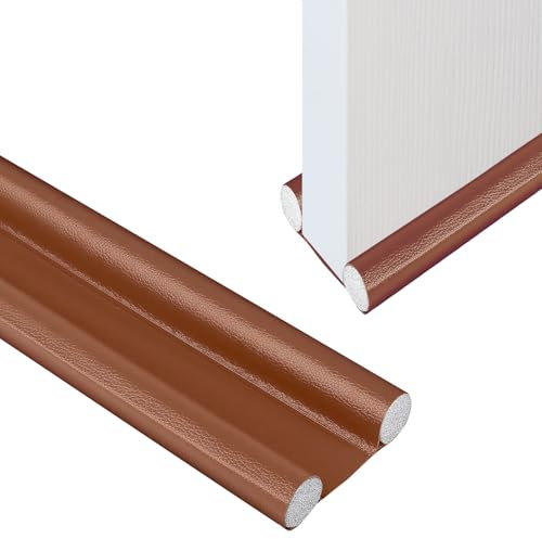 CENCERY Double Boudin de Porte, Boudin de Porte Double Latéral, Boudin de Porte Insonorisé Réglable pour Réduire Le Bruit des Courants d'air (Marron)