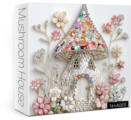 Beautiful Jewellery Mushroom Puzzles 1000 Pieces for Adults Nature, Colorful Flower Art Jigsaw Puzzles, Plant Shrooms in Bloom House Puzzle as Home Decor