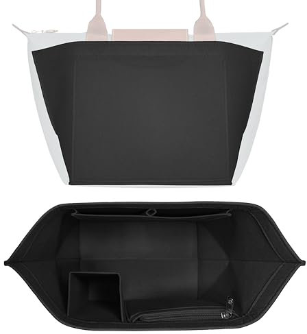 HomeGadget Organisateur de Sac à Main pour Longchamp Taille L - Organiseur Le Pliage pour Shopper - Organizer pour Femme en Feutre - Noir