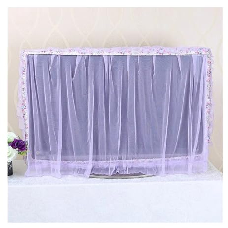 ZRHYRG TV cubierta Lace Fabric Door Curtain TV Circle Can Be Flipped Dust Cover Monitor Screen Home Decorations Dust Cover With Elastic Outdoor TV Cover(A13,32-37INCH)
