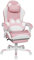YOURLITE Fauteuil de Gamer Rose Style de Chat, Chaise Gaming avec Support Lombaire Style Griffe de Chat, Siège Ergonomique Mignon avec Repose-Pieds et Appui-Tête, Cuir PU, Rose et Blanc