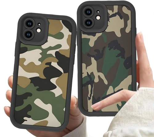 Zrutru 2 Pack Camo Phone Case for iPhone 11,Cool Army Green Camouflage Cases Stylish Trending Design Cover for Men Boys Teens,Soft Shockproof Lens Protection Funda for iPhone 11 6.1