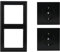 Jung Serie LS Komplett-Set Schwarz: LS982SW Rahmen 2-fach + 2x LS1520SW SCHUKO® Steckdose