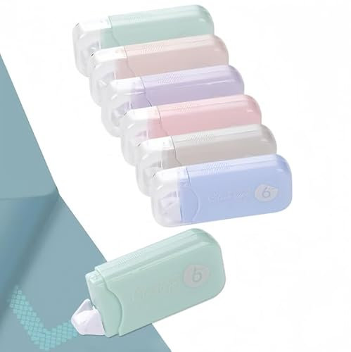 joonnair 6 Stück Doppelseitiger Kleberoller Set, Transparenter Fotokleber Selbstklebend Für Scrapbooking, Kartenherstellung, Fotoalben, DIY Basteln (6 Farben Und Aufbewahrungsbeutel)