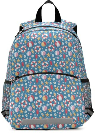 OWFKAY Zaino per bambini in età prescolare, per scuola materna, ragazzi e ragazze, motivo salvagente floreale, Motivo salvagente floreale, M