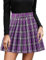 Jupe de danse à carreaux plissée trapèze pour femme taille haute jupes folles, lilas, 3XL