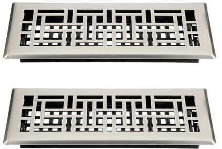 sourcing map 2Pcs 4 x 12 Floor Register, Heavy Duty Carbon Steel Adjustable Floor Vents Decorative Air Vent Covers for Home Bedroom Kitchen, Brushed Nickel