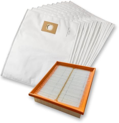 Set: 1 Filter + 10x Staubsaugerbeutel geeignet für Parkside - PPWD 30 A1 / PPWD30 B2 - Made in Germany, Beutel mit 30 Liter Fassungsvermögen, reißfest, mehrlagiges Mikrovlies, Filter Staubklasse M
