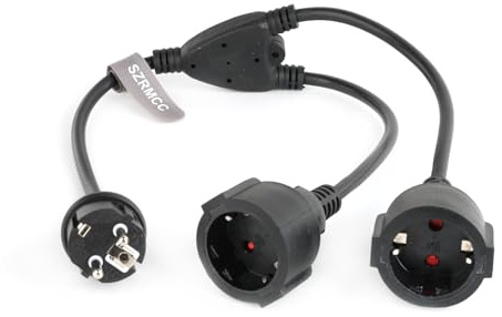 SZRMCC EU Europe Schuko UPS PDU Y Splitter Power Cord CEE7/7 European Schuko Plug to European Female Socket Extension Cable 16A 250V (2X Female)