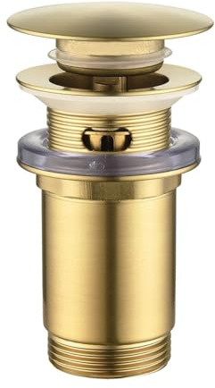 ONECE Set di Scarico Oro Universale Lavabo Bagno in Ottone | Tappo Pilette con Troppopieno Adatto, Valvola Pop-Up con Filtro, Per Bidet, Vasca
