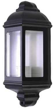 firstchoicelighting Parkins - Black Outdoor Half Lantern Wall Light