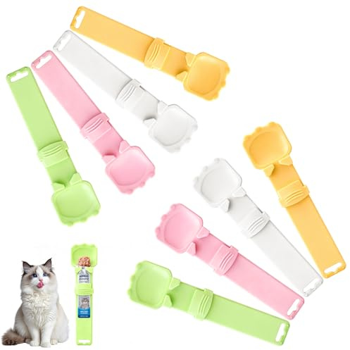 KIBBEH Cat Feed Spoon, Multipurpose Treat Dispenser & Can Opener | 8 pcs set, liquid snack dispenser for mess-free feeding, wet food mixer for puree & bisque, 4 colors available