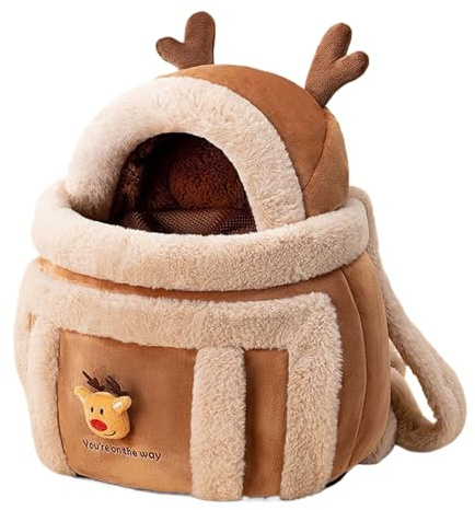 Tragetasche für Hunde - Plüsch Elch Form Haustiertasche - Warmer Welpen Rucksack Für Unterwegs - Für Reisen und Wandern, Outdoor, Flugzeug, Camping, Indoor und Winter