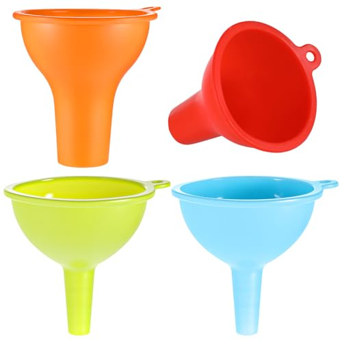 4 embudos de silicona – Embudo flexible de boca ancha para condimentos – Embudos para uso en cocina, llenado, botellas, tarros, latas, polvo y especias líquidas