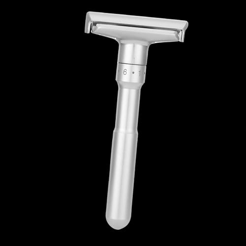 Yechiry Ensemble de Couteaux de Rasage Professionnels avec 5 Lames de Rechange à Double Tranchant, Rasoir Manuel pour Hommes, Ensemble de Rasage Durable en Alliage de Zinc argenté