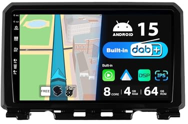 BXLIYER - [Eingebaut DAB] - Autoradio für Suzuki Jimny JB64 (2018-2021) Android 15 GPS Radio Navi - Carplay/Android Auto - 4G+64G - Kamera + MIC - 9 Zoll 2 Din - Lenkradsteuerung WiFi 360-Kamera 4G