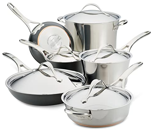 Anolon 77702 Pfannen-Set aus Edelstahl und harteloxiertem Aluminium, 2-teilig 11 Piece Edelstahl und harteloxiert.