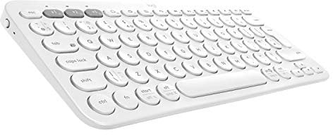 Logitech K380 Kabellose Bluetooth-Tastatur, Multi-Device & Easy-Switch Feature, Windows- und Apple-Shortcuts, PC/Mac/Tablet/Handy/Apple iOS+TV, Französisches AZERTY Layout - Weiß