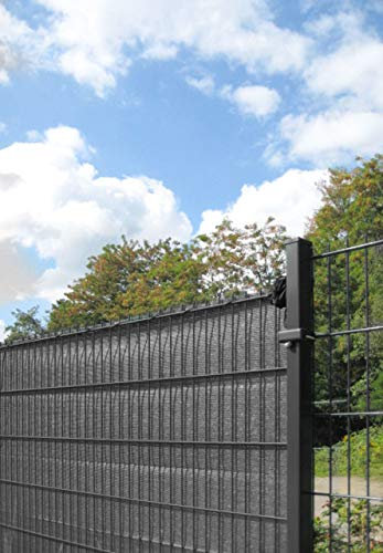 Sichtschutz/Windschutz in grün oder anthrazit - 500 cm Länge - Verschiedene Höhen - passend für Stabmattenzaun - aus äußerst robusten HDPE Kunststoffgewebe (Sichtschutz L 500 cm H 100 cm Anthrazit)