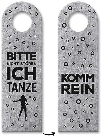 trendaffe - Bitte nicht stören, ich tanze oder Komm rein Türhänger mit Tanz Motiv in Grau, Filz, 8x27cm