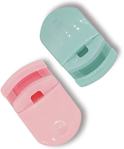 2 Pieces Mini Portable Lash Curlers - Travel Eyelash Curlers With Replacement Pads - Fits All Eye Shapes - No Pinching Or Pulling (Pink, Green)
