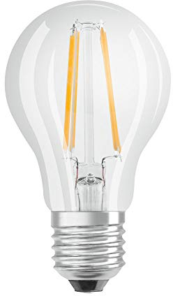OSRAM STAR+ Dimmbare Filament LED Lampe mit E27 Sockel, Warmweiss (2700K), 7W, 3-stufig dimmbar per Klick, klassische Birnenform, Ersatz für 60W-Glühbirne, klar, LED THREE STEP DIM CLASSIC A, 4er-Pack