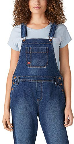 Dickies Women's Boyfriend Bib Overall, Retro Stonewash, Large