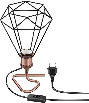 ledscom.de Tischlampe RETRA, Schalter, bronze matt, E27 Fassung, Käfig-Schirm