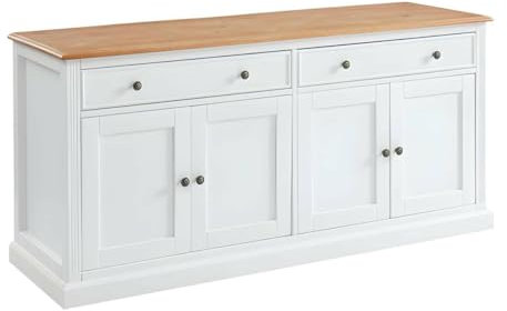 Vente-unique - Buffet Honfleur - 4 Portes & 2 tiroirs - Pin Blanc