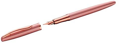 Pelikan Füller Jazz Noble, Rose (Pink), für Rechtshänder und Linkshänder, eleganter Metall-Patronenfüller, Feder M, in Faltschachtel, 821698