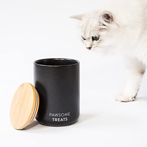 LucyBalu® Luftdichte Katzenfutter Aufbewahrungsbox | Tierfutterbehälter für Katzen | Katzenfutter Dose | Trockenfutter Aufbewahrungsdose mit Deckel | Katzen Leckerli Dose | Katze Futterbox | Anthrazit