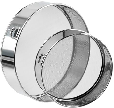 BATINO 2 Pezzi Setaccio da Cucina 15/20 cm, Setaccio Farina Colino Acciaio Inox Maglia Fine setaccio fine 40/60, in Rete, per Riso, Cereali, Fagioli, Frutta e Verdura (Argento)