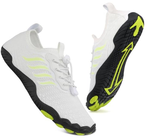 Badeschuhe Wasserschuhe Herren Damen Strandschuhe Barfußschuhe Sommer Schwimmschuhe Aquaschuhe Schnell Trocknen Surfschuhe Weiß EU41