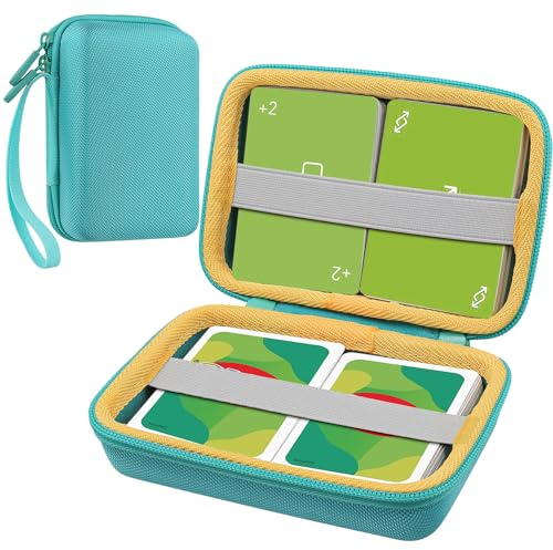 Aenllosi Hart Tasche Kompatibel mit UNO Kartenspiel, Hülle Gehäuse für Game Kartenspiel für die Familie, Smaragdgrün (Nur Tasche)