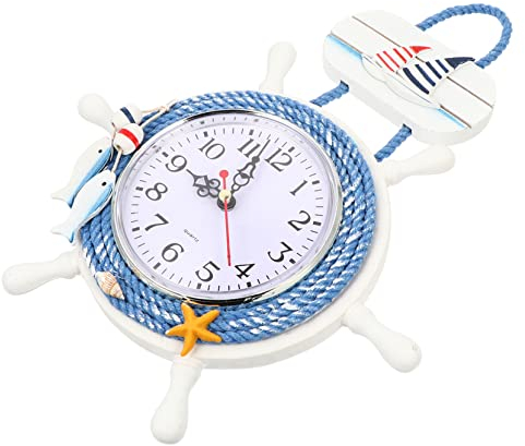 Zerodeko Geschmückt Ruder Wanduhr Strand Segelboot-dekor Lenkrad Wanduhr Uhr Mit Holzrahmen Wanduhr Aus Holz Hängende Stille Uhr Wanduhr Zum Aufhängen Küche Hölzern Auf Rädern Sass