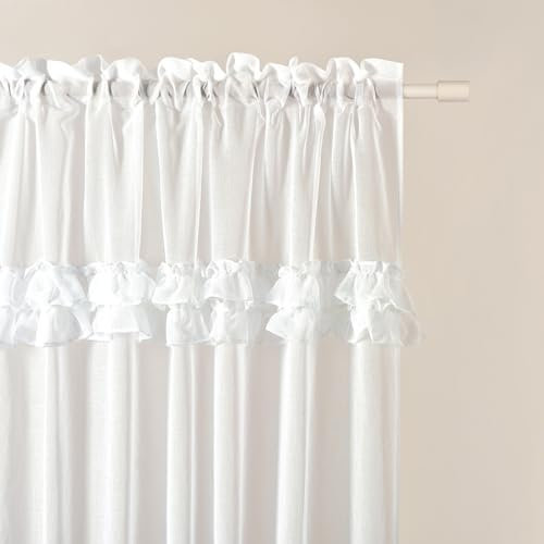 ROOM99 Gardine mit Kräuselband Frilla 140 x 250 cm Breite x Höhe Wohnzimmer Transparent modern Vorhang Schal Wohnzimmer Schlafzimmer für Schinensystem Weiß Rüsche, 1 Stück