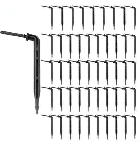 Gotero de riego, 50 piezas/100 unidades de microgoteros de goteo, gota de curva, aspersor de flecha doblada para jardín doméstico (50 piezas)