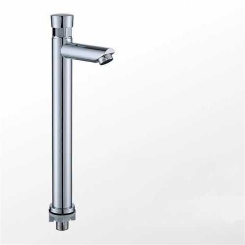 Grifo de cierre automático, cromado, ahorro de agua, grifo de baño, grifo frío, botón pulsador, grifo alto A