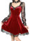 DINGJIUYAN Gothic Lace Short Dress V Neck Half Moon Corset Sexy Backless Party Mini Dress Cocktail Casual Dress Red L