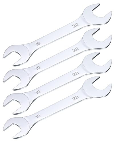 sourcing map Thin Open End Wrench 19mmx22mm Metric Double Open-End Wrench Chrome Plated with Mirror Polish High Carbon Steel Slim Wrenches for Home Machinery Repairs, 4pcs