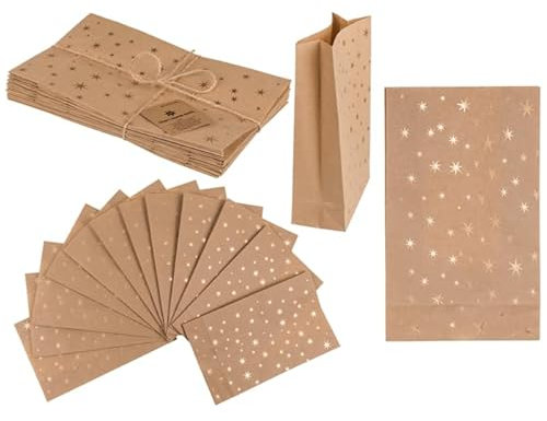Kraftpapier-Geschenktüte, Sterne,